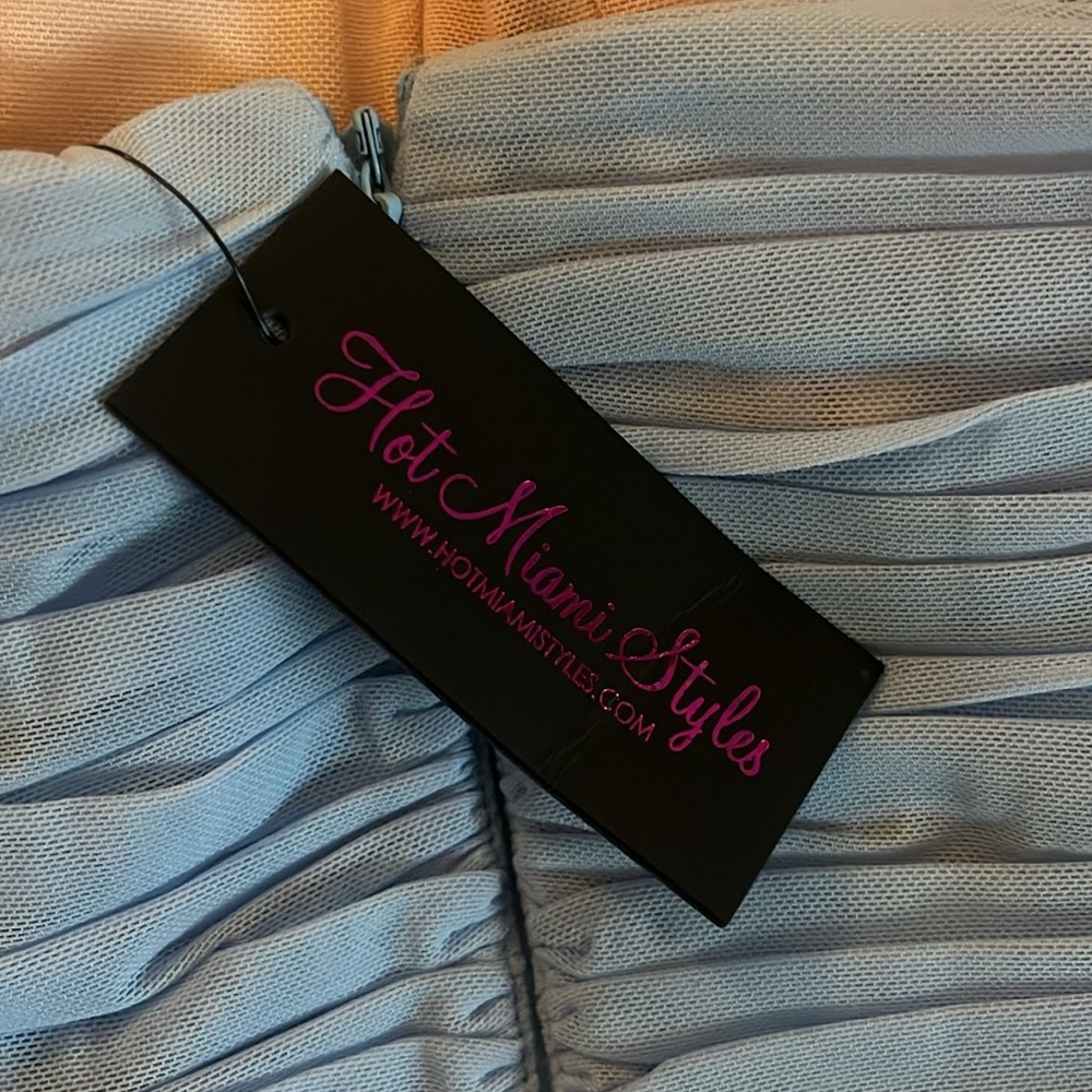 HotMiamiStyles Baby Blue Ruched Mini Dressed - Picture 4 of 5